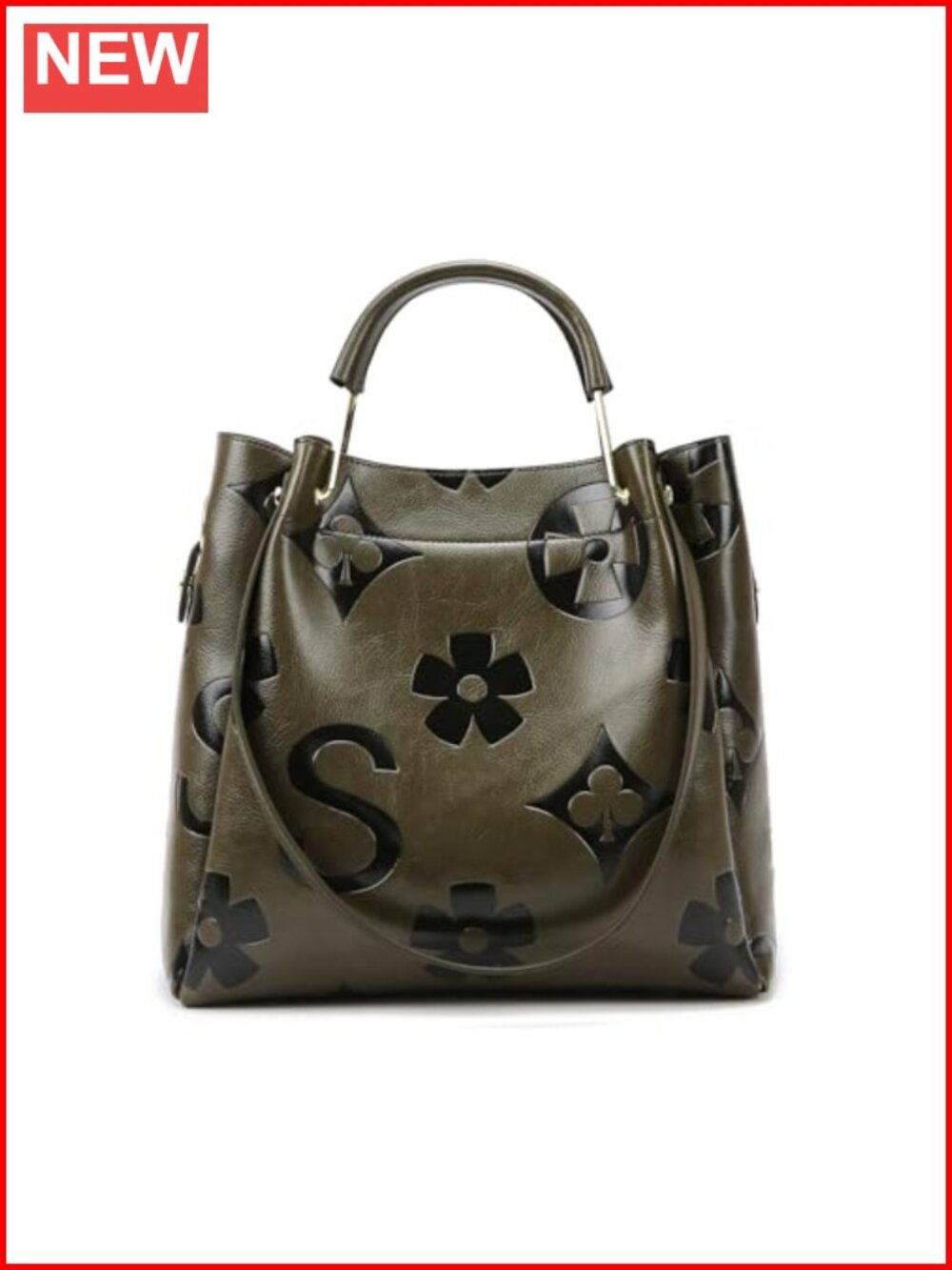 Floral Embossed Vegan Leather Top Handle Handbag Set Large Shoulder Bag Tote